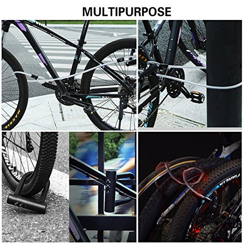 OUTERDO Bike Bicycle Cycling Security Steel Chain U Lock With Bracket