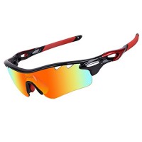 FOSUN Polarized Sports Sunglasses with 5 Interchangeable Lenses for Men Women Cycling Baseball Running Fishing Driving Golf Glasses  Tr90 Unbreakable PLAYBOOK - B075B28HVS