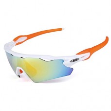 Lorsoul UV400 Polarized Sunglasses Sports Glasses with 5 Interchangeable Lenses for Men Women Outdoor Sports Cycling Golf Fishing Baseball Running - B072VC2QL4