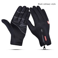 drivworld winter glove Windproof touch screen glove sport glove bicycle riding mittens warm fleece skiing (Black palm PU ordinary style XL) - B079HXH4FV