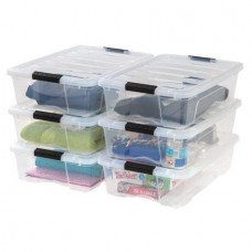 IRIS 26 Qt. Stack & Pull Plastic Storage Box  Clear- Case of 6 - B07GKZZ4WW