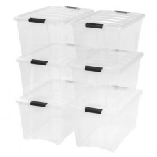 IRIS 54 Qt. Stack & Pull Plastic Storage Box  Clear Set of 6 - B07GCPTPWD
