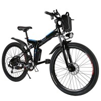 26" Foldable Electric Mountain Biycle Sporting Shimano 7 Gear High Speed Brushless 36V 8AH Lithium-Ion Battery Power Removable Waterproof Large Capacity Motor E- Bike Black for Adults (US STOCK) - B0793S871Y