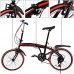 Creine New 20 inch Students Adults Stainless Steel Frame Hardtail V-Brake Adjustable Foldable Bike Cycling Bicycle - B07B7LH7TP