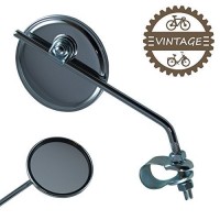 UNIVERSAL BIKE VINTAGE MIRROR SCOOTER MOPED BICYCLE ROUND CITY FIXIE 22.2 MM HANDLEBAR CHROMED ANTIC RETRO CLASSIC BIANCHI PEUGEOT MOTOBECANE LEFT RIGHT SCREW OLD SCHOOL - B075SDCY3L