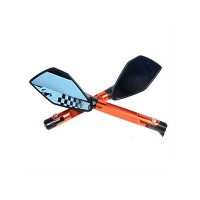 Wesource Modified CNC Rearview Mirror Rear Motorcycle View Mirror Cycling Electric Cars Rectangle Reflector Mirror-Orange - B07F45YRLW