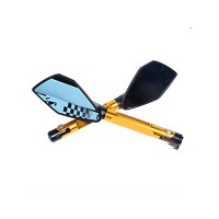 Pullic Bicycle Acceseories Modified CNC Rearview Mirror Rear Motorcycle View Mirror Cycling Electric Cars Rectangle Reflector Mirror-Golden - B07FBYWQ8S