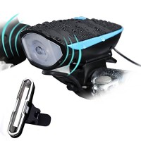 Banzi Mountain Bike Light Set  Super Bright Waterproof USB Rechargeable Front and Rear Bicycle Light Set with 140 DB Loud Horn - B073162N5X