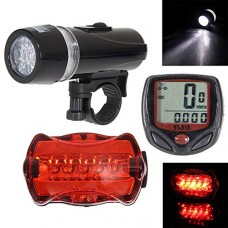 Bicycle Light Set Super Bright 5 LED Headlight  5 LED Taillight  Bicycle Speedometer  Quick-Release  Easy To Install for Kids Men Women Cycling Safety Flashlight - B0742B9LQT