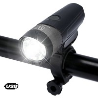 Brightest Powerful Rechargeable Front Bike Light（ Multifuction As Emergency Flashlight)  500 Lumens Safety USB LED Bicycle Headlight for Kids Women Men  5 Lightening Modes Mountain/Road Cycling Lamp - B078TGWG5N