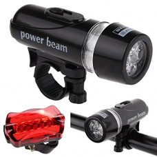 Quaanti Bicycle LED Light Waterproof 5 LED Lamp Bike Bicycle Front Head Light + Rear Safety Flashlight Set Headlight Bicycle Accessories (Black) - B07FHKY2KN
