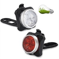 STUOGHX Bike Light  USB Rechargeable Waterproof LED Front and Rear Bicycle Light Set  4 Light Mode Options  650mah Lithium Battery (2 USB cables and 2 Strap Included) - B0789DV5KT