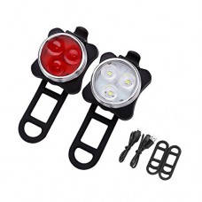 WOTOW LED Bike Light Set  USB Rechargeable Front and Rear Bicycle Lights Lamp Bright Headlight Taillight Combinations Cycling Headlamp 4 Light Modes Water Resistant - B06VYJK4TS