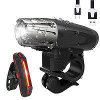 YOSKY USB Rechargeable Bike Light Set - 300 Lumens Powerful LED Bicycle Headlight and Tail Light- Super Bright Bike Front Light and Rear Light for Safe Night Riding - B071DTGHC7