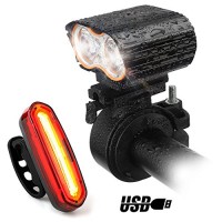 USB Rechargeable Bike Light Kit  Yuanli Waterproof  IPX-6 Super Bright 2400 Lumens Bike Headlight 120 Lumens Bicycle Tail Light  Easy To Install Safety Flashlight for Cycling Commuting Riding - B078R9D7MP