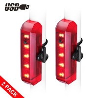 FUNSPORT 2PACK USB Rechargeable LED Safety Light Bike Taillight - Ultra Bright Bicycle Rear Light Fits On Any Mountain Bikes  Road Bicycle & Helmets - Easy To Install for Cycling Safety - B07519DVV3