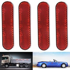 Quick Mount Reflector Red Plastic Oval Stick-on Car Reflector Sticker Work for Cars  Trailer  Motorcycle  Trucks  Boat and the Ground 4pack - B079CFPWR2