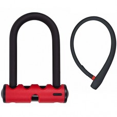 ABUS Mini Round Shackle Bike U Lock  Red  5.5"/15mm and Lightweight 65cm uGrip Cable Lock Bike Security Kit - B07D49GLPL