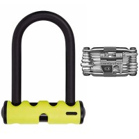 ABUS Mini Round Shackle Bike U-Lock  5.5"/15mm  Yellow  Crank Brothers M19 Multi Bicycle Tool Kit - B07D3MYBPX