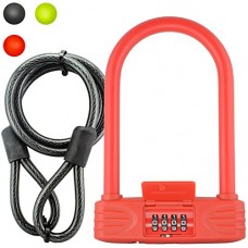 Lumintrail 16mm Heavy Duty 4-Digit Bicycle Bike Combination U-Lock with 4 ft Cable - Assorted Colors - B01N1PFZAV