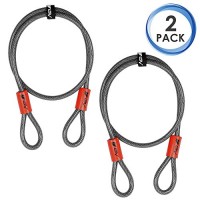 BV 4FT Security Steel Cable  Double Looped Flex Lock Cable 3/8 Inch  for U-Lock  Padlock  and Disc Lock (Set of 2) - B0778QWD9Z