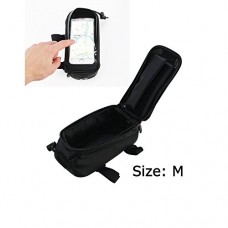 ET Frame Bag Bicycle Top Tube Bag Cell Phone Bag Water Resistant Phone Bag for 4" 5’’/5’’- 6" Screen Size  Bike Frame Strap Attachment Mount Black Bag (M) - B07BQJM5KW