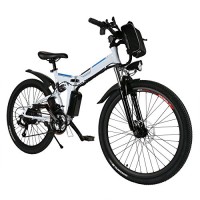 Domtie 26" Lithium Ion Battery Folding Mountain Bike 7 Modes Fly-wheel Stylish Electric Bicycle with Premium Suspension System - B0797RKZQH