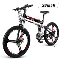 Pride Folding Electric Mountain Bike 26" Super Lightweight Magnesium Alloy 3 Spokes Integrated Wheel  Lithium-Ion Battery (48V 250W) 21 Speeds Shimano Gear - B07F163PQF