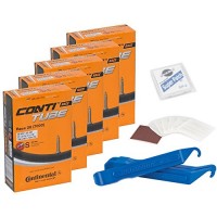 Continental Bicycle Tubes Race 28 700x20-25 S42 Presta Valve 42mm Bike Tube Super Bundle (Pack of 5 Conti Tubes + 3 Park Tool Levers + Patch Kit) - B0779PDH6H