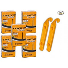 Continental Race 28" 700x20-25c Bicycle Inner Tubes - 80mm Long Presta Valve (Pack of 5 w/ 2 Conti Tire Levers) - B01M1KRQ14