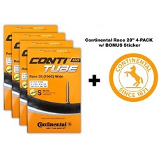 Continental Race 28" 700x25-32c Bicycle Inner Tube Bundle - 60mm Presta Valve - 4 PACK w/ BONUS Conti Sticker - B071V8ZW8M