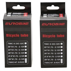 EUROBIKE 2 PACK Mountain Bike Inner Tube 48MM Long Schrader Valve and 80MM Long Presta Valve 700C Road Bike Tube - B07B3NR43Q