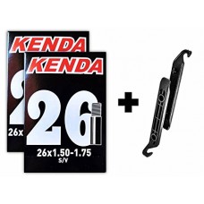 Kenda 26x1.5-1.75" Bicycle Inner Tubes - 32mm Schrader Valve (2 Tubes & 2 Nylon Levers) - B06XSMG828