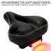 DAWAY C900 Bike Seat Rechargeable Taillight - Men Women Foam Padded Leather Wide Bicycle Saddle Cushion  Comfortable  Waterproof  Dual Spring  Soft  Breathable  Universal  1 Year Warranty  Black - B07DLQ2SPS