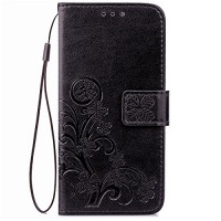Leather Wallet Case for Huawei P20 Pro Ostop Embossed Flower Leaves Floral Pattern Shell Magnetic Closure Flip Folio Cover with Card Slots Kickstand and Detachable Wrist Strap-Black - B07GFMNTRD