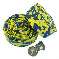 KINGOU Camouflage Absorbing Road Vibration Bicycle Fixed Gear Bar/Handlebar Tape Bandage - Yellow & Blue - B01895DI1U