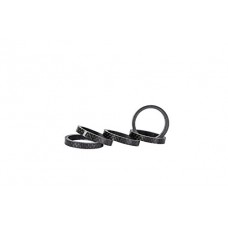Queen Bike 1-1/8" Bicycle Headset Spacer Black 5 Piece Glossy Carbon Fiber Washer - B018K4AYBC