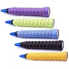 Sopear 5pcs Assorted Colors Perforated Anti Slip Sweatband Super Absorbent Tennis Badminton Racket Overgrips Grips Tapes 0.8mm - B07D11623Z