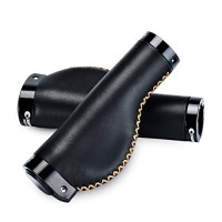 Champkey Ergonomics Comfort Design Genuine leather Bicycle Handlebar Grips 1 Pair with Soft Material Cycling Grip - B079QD4SBW