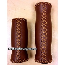 Velo Vinyl Leather Grips for Multi-Speed  127mm & 92mm Grips - Brown  for 7/8" handle bars of beach cruiser bikes - B00MYQZCNS