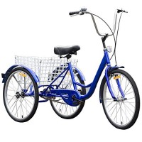 CHOOSEandBUY Blue Single Speed Tricycle with Adjustable Seat super low stand over steel frame - B07FLKY5T1