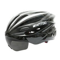 Wantdo Bike Helmet with Removable Magnetic Goggles Visor Bicycle Helmet with Detachable Liner and Adjustable Strap for Adult Men and Women Mountain Road Cycling Helmet - B07DCQX19J